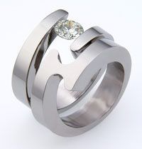Absolute Titanium Design - Titanium and diamond rings - Spira Set With Gem - Combo 