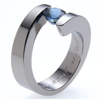 Absolute Titanium Design - Titanium and diamond rings - Spira Set With Gem