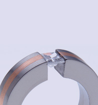 Titanium tension setting rings - Diamond tension set - Concentric Inlay