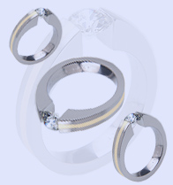 Titanium tension setting rings - Diamond tension set - Excentris Inlay